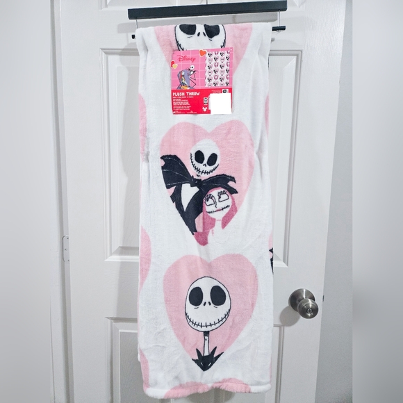 Disney Other - Disney Pink White Jack Skellington Throw Blanket Nightmare Before Christmas NBC